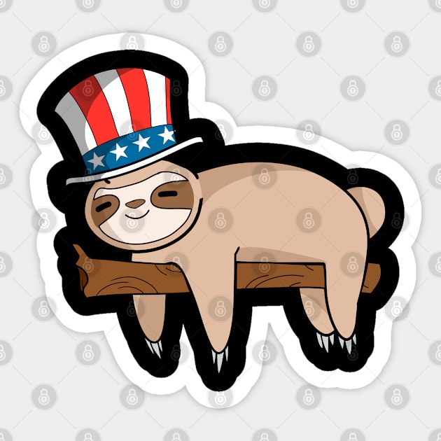 Patriot Sloth American Independence Day July 4th shirt Sticker by TheBeardComic